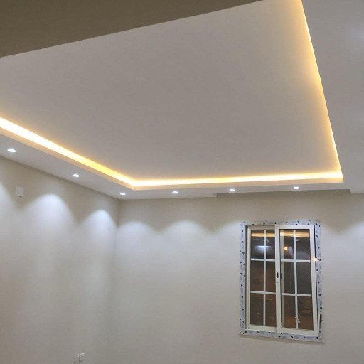 Hidden LED cove detail along the ceiling line